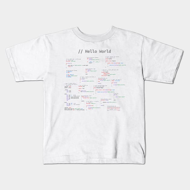 Hello World (Light Theme) Kids T-Shirt by astrellonart